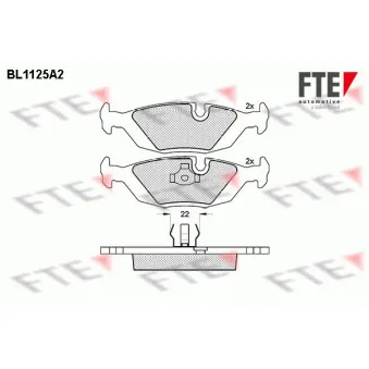 Jeu de 4 plaquettes de frein arrière FTE BL1125A2