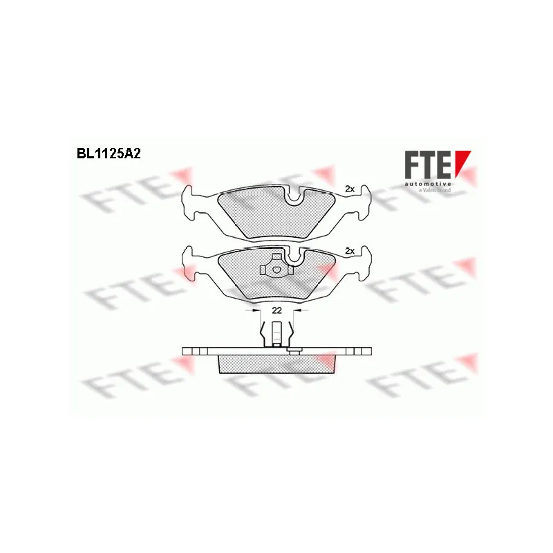 Jeu de 4 plaquettes de frein arrière FTE BL1125A2