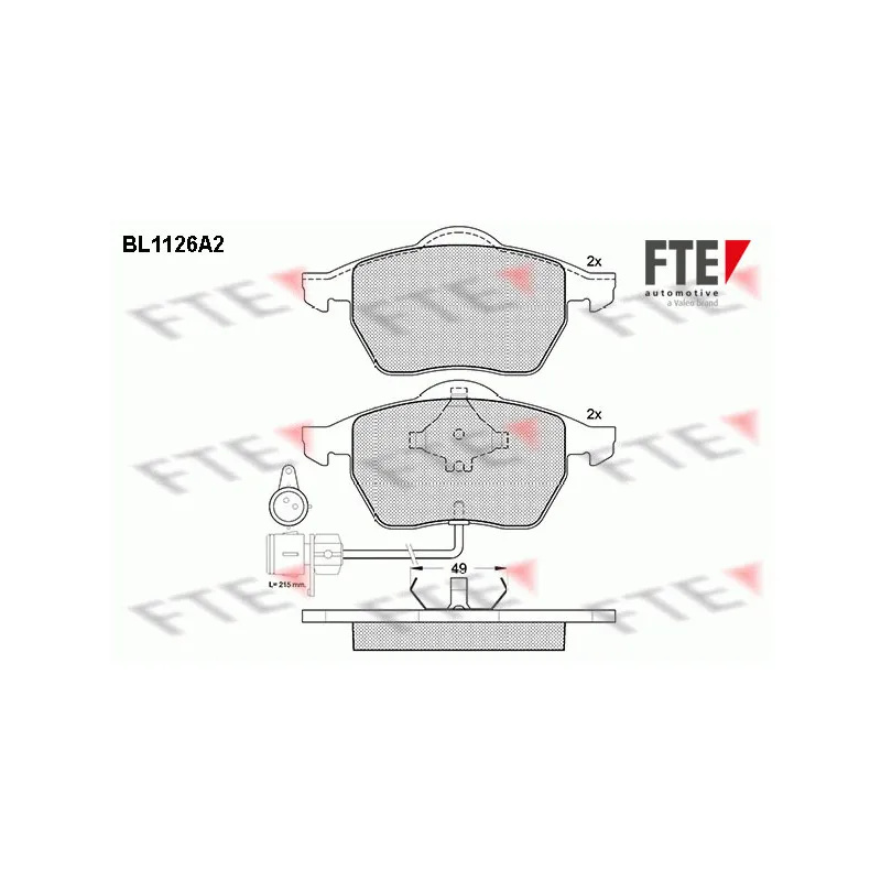 Jeu de 4 plaquettes de frein avant FTE BL1126A2