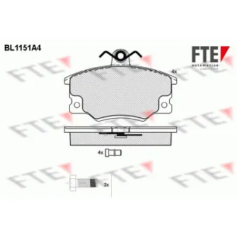 Jeu de 4 plaquettes de frein avant FTE BL1151A4