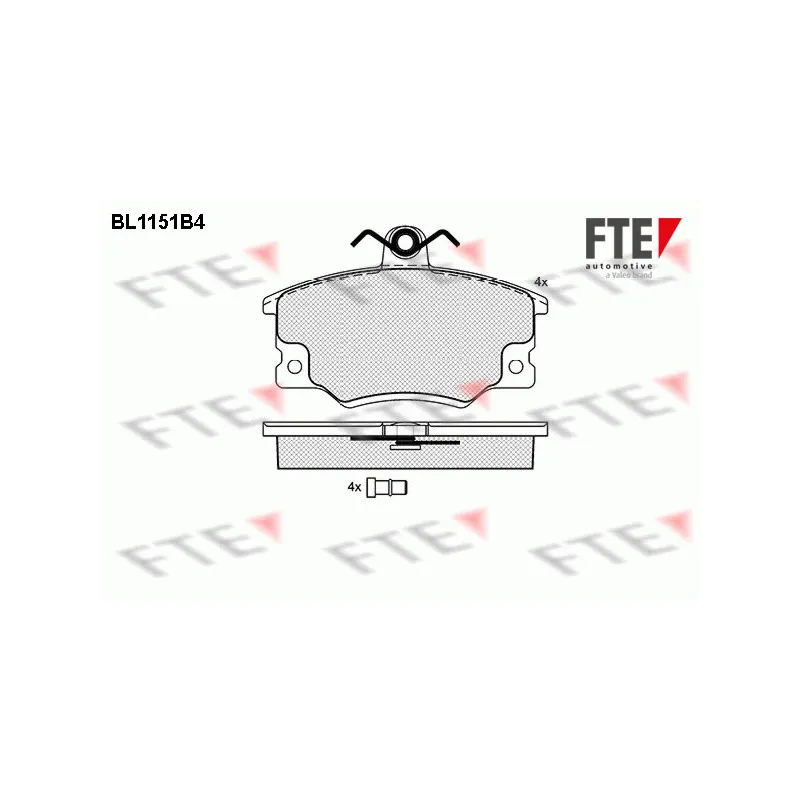 Jeu de 4 plaquettes de frein avant FTE BL1151B4