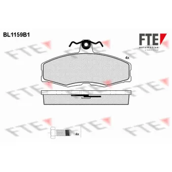 Jeu de 4 plaquettes de frein avant FTE BL1159B1