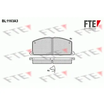 Jeu de 4 plaquettes de frein avant FTE BL1163A3