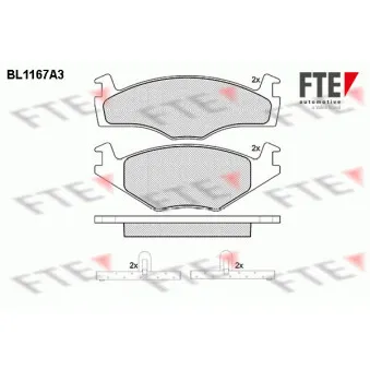 Jeu de 4 plaquettes de frein avant FTE BL1167A3