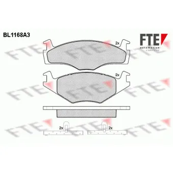 Jeu de 4 plaquettes de frein avant FTE BL1168A3