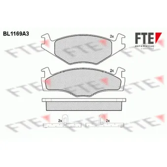 Jeu de 4 plaquettes de frein avant FTE BL1169A3
