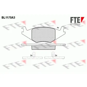 Jeu de 4 plaquettes de frein avant FTE BL1170A3