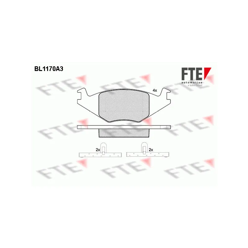 Jeu de 4 plaquettes de frein avant FTE BL1170A3