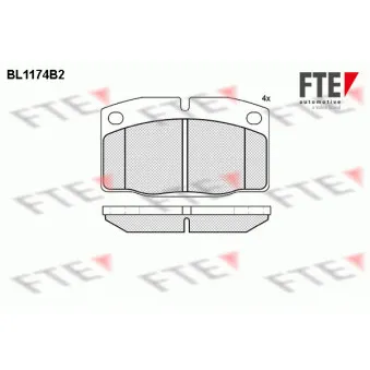 Jeu de 4 plaquettes de frein avant FTE BL1174B2