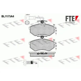 Jeu de 4 plaquettes de frein avant FTE BL1175A4