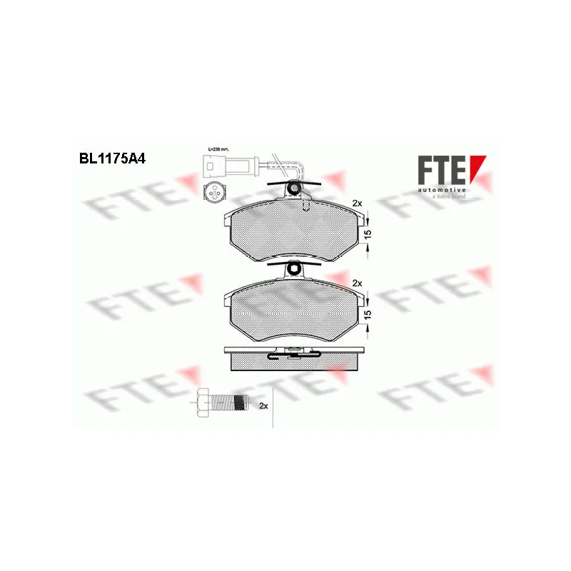 Jeu de 4 plaquettes de frein avant FTE BL1175A4