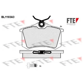 Jeu de 4 plaquettes de frein arrière FTE BL1193A3