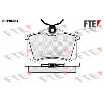 Jeu de 4 plaquettes de frein arrière FTE BL1193B3