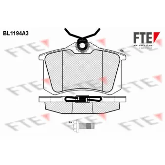 Jeu de 4 plaquettes de frein arrière FTE BL1194A3