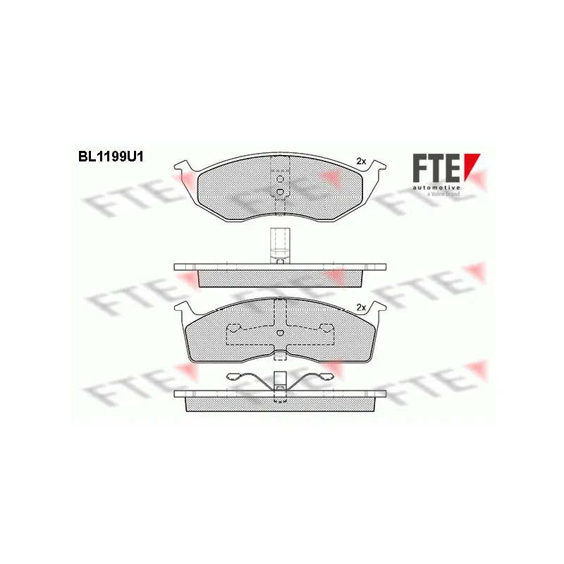 Jeu de 4 plaquettes de frein avant FTE BL1199U1