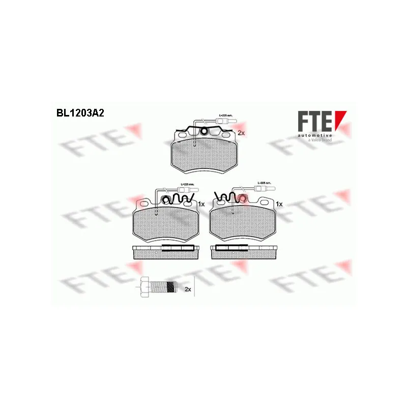 Jeu de 4 plaquettes de frein avant FTE BL1203A2