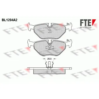 Jeu de 4 plaquettes de frein arrière FTE BL1204A2