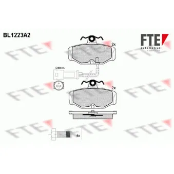 Jeu de 4 plaquettes de frein arrière FTE BL1223A2