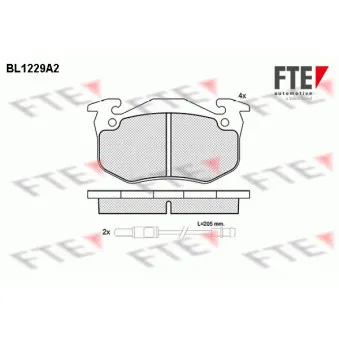 Jeu de 4 plaquettes de frein avant FTE BL1229A2
