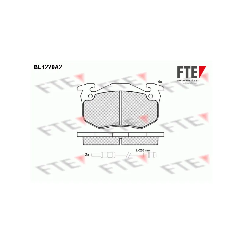 Jeu de 4 plaquettes de frein avant FTE BL1229A2