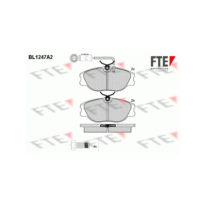 Jeu de 4 plaquettes de frein avant FTE BL1247A2