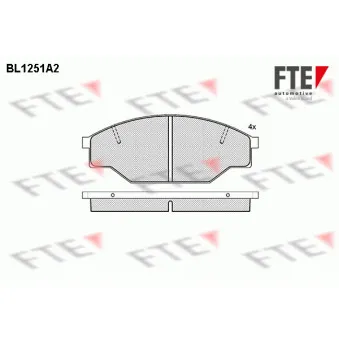 Jeu de 4 plaquettes de frein avant FTE BL1251A2