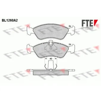 Jeu de 4 plaquettes de frein avant FTE BL1260A2