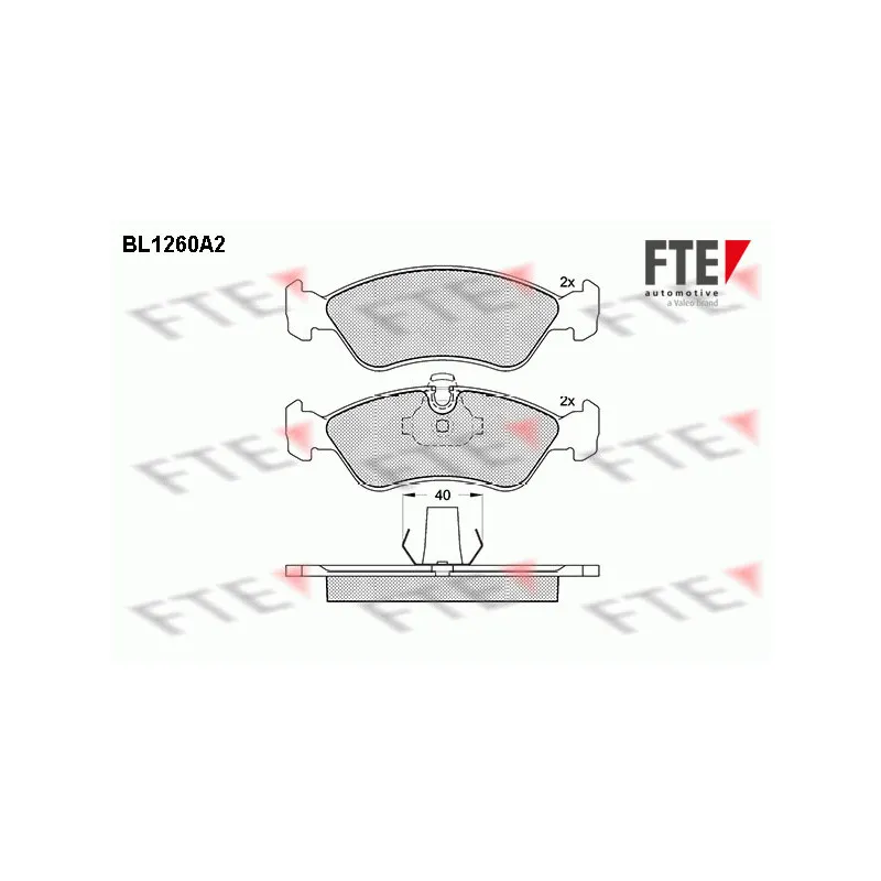 Jeu de 4 plaquettes de frein avant FTE BL1260A2