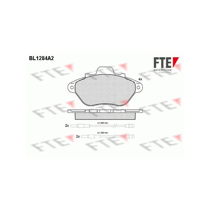 Jeu de 4 plaquettes de frein avant FTE BL1284A2