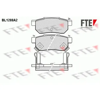 Jeu de 4 plaquettes de frein arrière FTE BL1288A2