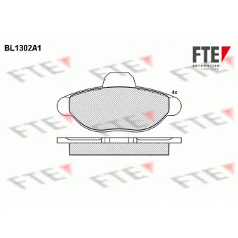 Jeu de 4 plaquettes de frein avant FTE BL1302A1