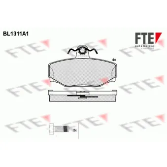 Jeu de 4 plaquettes de frein arrière FTE BL1311A1