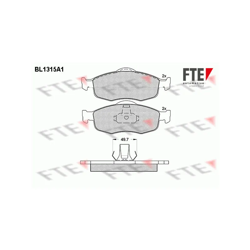 Jeu de 4 plaquettes de frein avant FTE BL1315A1