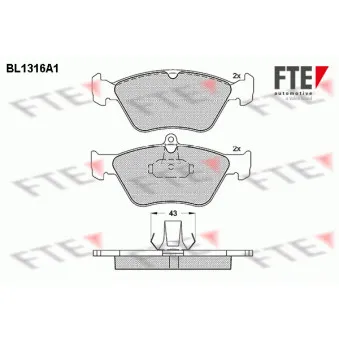 Jeu de 4 plaquettes de frein avant FTE BL1316A1