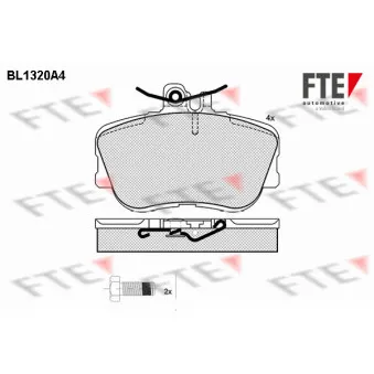 Jeu de 4 plaquettes de frein avant FTE BL1320A4
