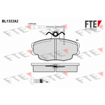 Jeu de 4 plaquettes de frein avant FTE BL1322A2