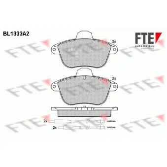 Jeu de 4 plaquettes de frein avant FTE BL1333A2