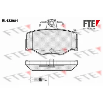 Jeu de 4 plaquettes de frein arrière FTE BL1339A1