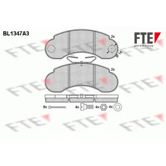 Jeu de 4 plaquettes de frein avant FTE BL1347A3