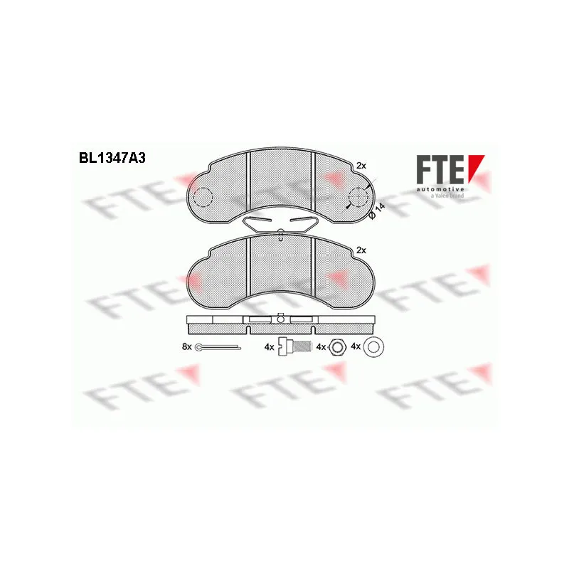 Jeu de 4 plaquettes de frein avant FTE BL1347A3