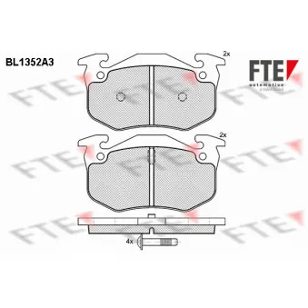 Jeu de 4 plaquettes de frein arrière FTE BL1352A3
