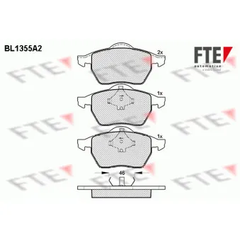 Jeu de 4 plaquettes de frein avant FTE BL1355A2