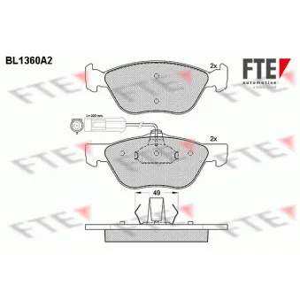 Jeu de 4 plaquettes de frein avant FTE BL1360A2