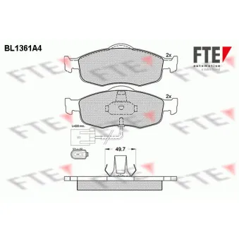 Jeu de 4 plaquettes de frein avant FTE BL1361A4