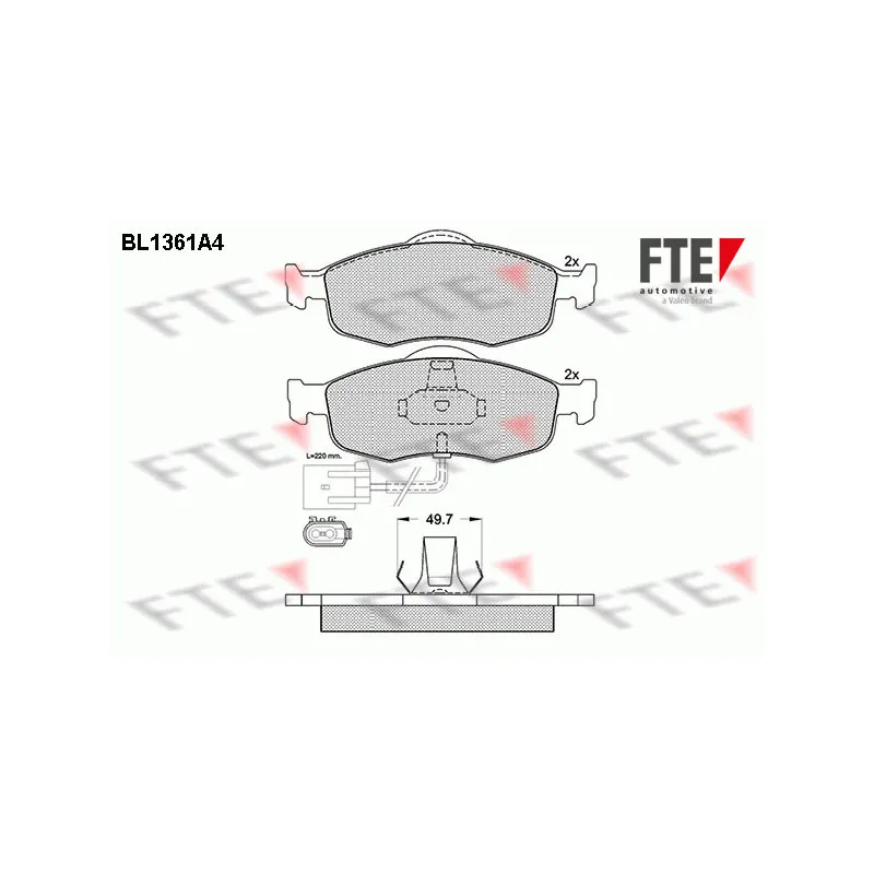 Jeu de 4 plaquettes de frein avant FTE BL1361A4