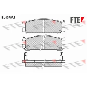 Jeu de 4 plaquettes de frein arrière FTE BL1375A2