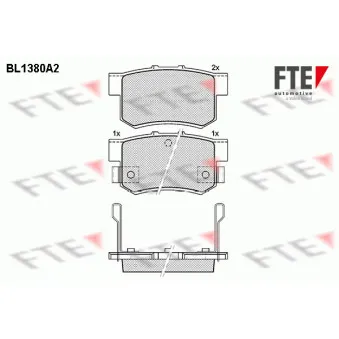 Jeu de 4 plaquettes de frein arrière FTE BL1380A2