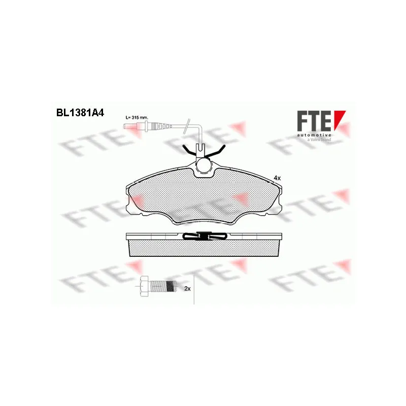 Jeu de 4 plaquettes de frein avant FTE BL1381A4