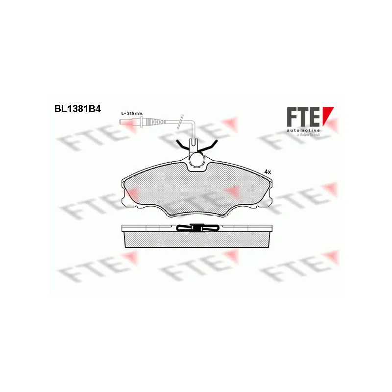 Jeu de 4 plaquettes de frein avant FTE BL1381B4