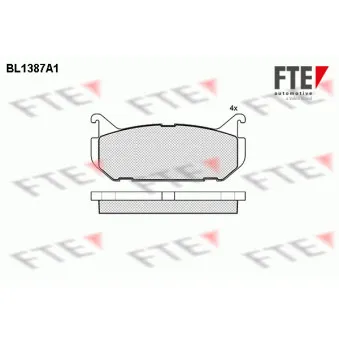 Jeu de 4 plaquettes de frein arrière FTE BL1387A1